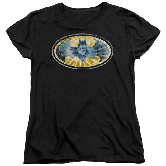 Batman Tie Dye 3 Womens T Shirt Black Officially Licensed