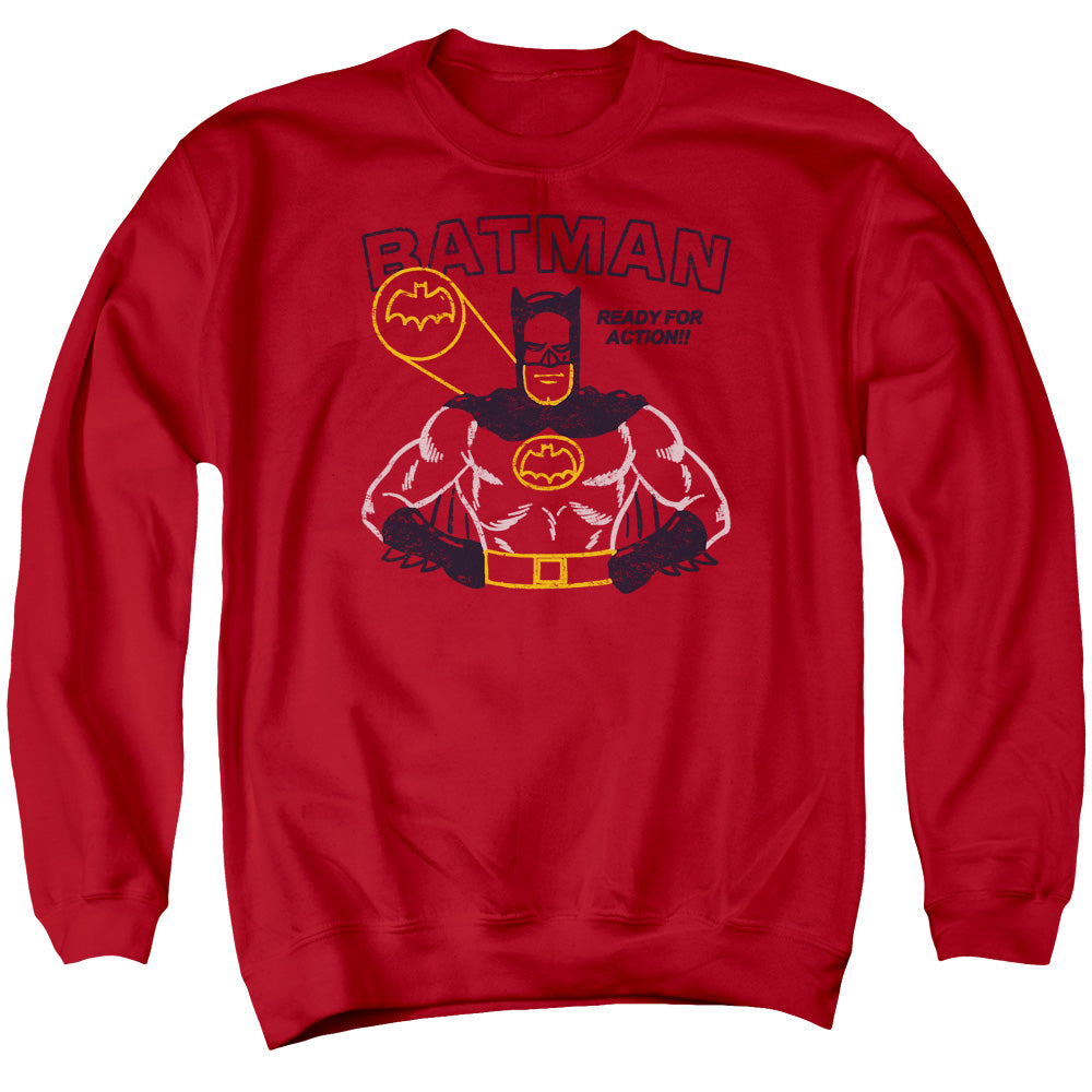Batman Ready For Action Mens Crewneck Sweatshirt Red