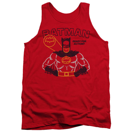Batman Ready For Action Mens Tank Top Shirt Red Officially Licensed