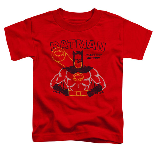 Batman Ready For Action Toddler Kids Youth T Shirt Red Officially Licensed