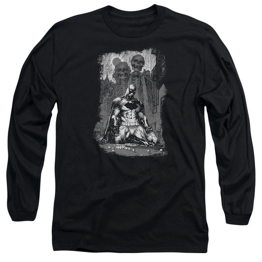 Batman Sketchy Shadows Mens Long Sleeve Shirt Black Officially Licensed