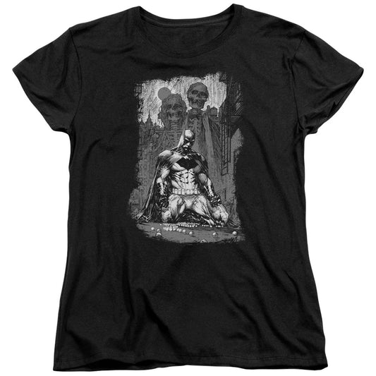 Batman Sketchy Shadows Womens T Shirt Black Officially Licensed