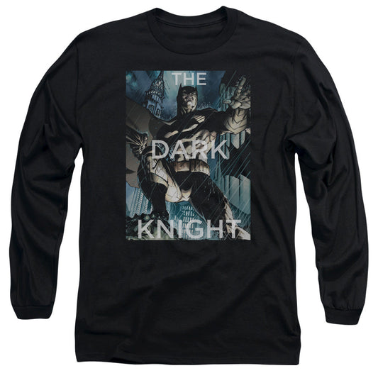 Batman Fighting The Storm Mens Long Sleeve Shirt Black Officially Licensed