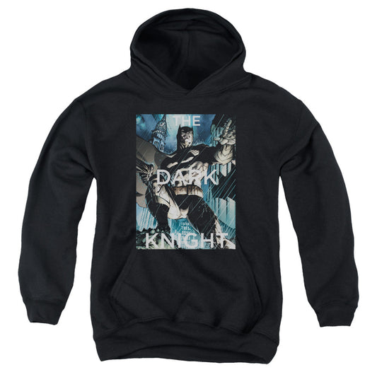 Batman Fighting The Storm Kids Youth Hoodie Black Officially Licensed