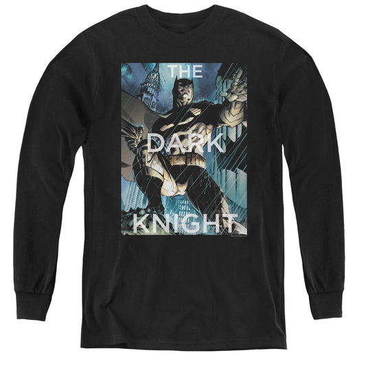 Batman Fighting The Storm Long Sleeve Kids Youth T Shirt Black Officially Licensed