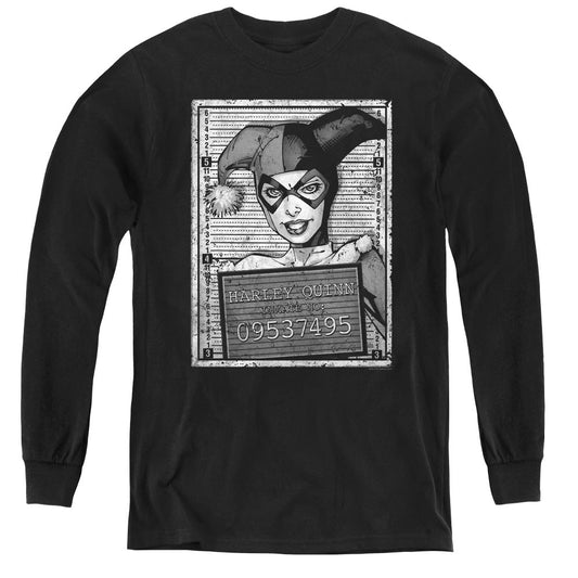 Batman Harley Inmate Long Sleeve Kids Youth T Shirt Black Officially Licensed