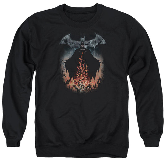 Batman Smoke & Fire Mens Crewneck Sweatshirt Black Officially Licensed