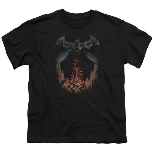 Batman Smoke & Fire Kids Youth T Shirt Black Officially Licensed