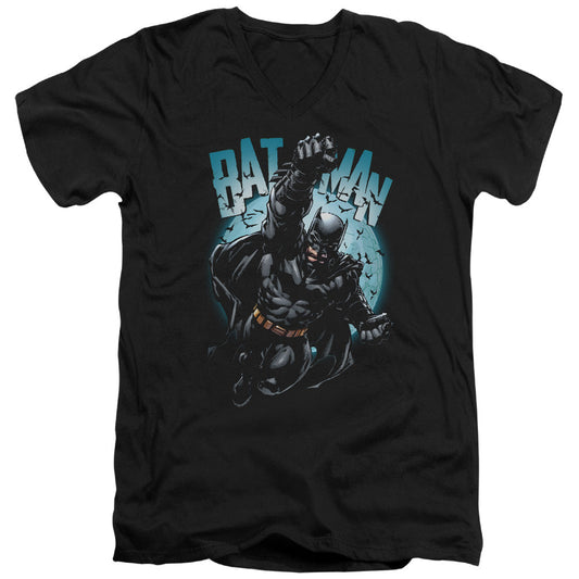 Batman Moon Knight Mens Slim Fit V Neck T Shirt Black Officially Licensed