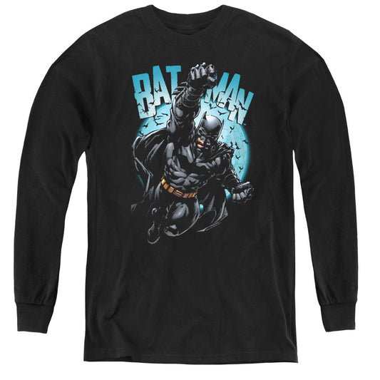 Batman Moon Knight Long Sleeve Kids Youth T Shirt Black Officially Licensed