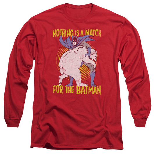 Batman Bear Wrastling Mens Long Sleeve Shirt Red Officially Licensed