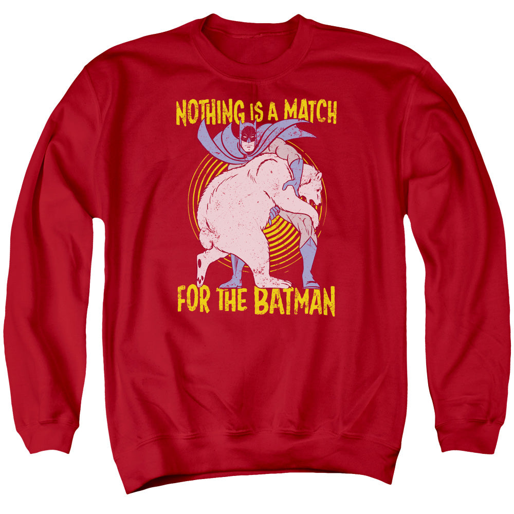 Batman Bear Wrastling Mens Crewneck Sweatshirt Red