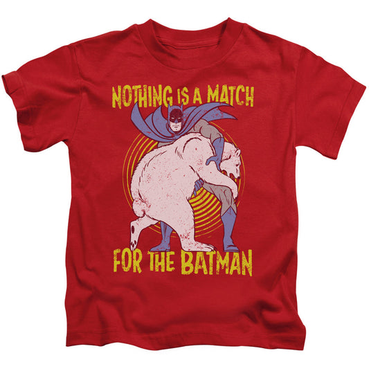 Batman Bear Wrastling Juvenile Kids Youth T Shirt Red Officially Licensed