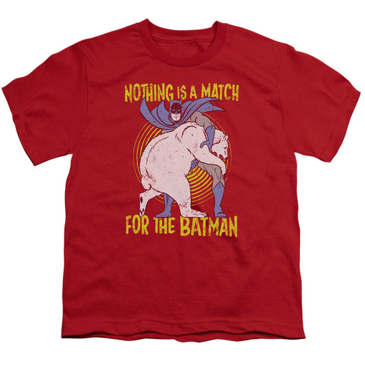 Batman Bear Wrastling Kids Youth T Shirt Red Officially Licensed