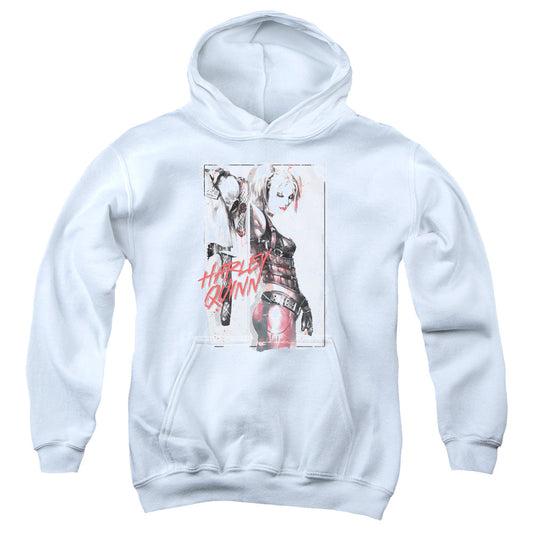 Batman Ink Wash Harley Kids Youth Hoodie White Officially Licensed