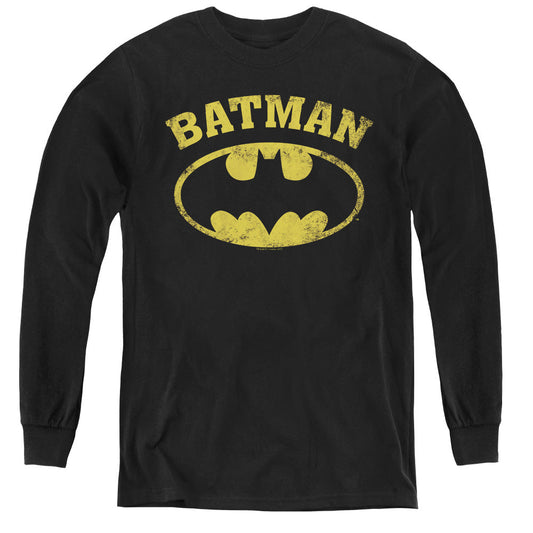Batman Over Symbol Long Sleeve Kids Youth T Shirt Black Officially Licensed
