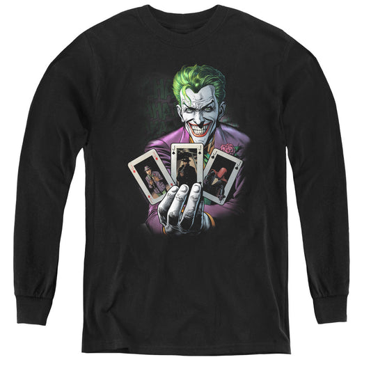 Batman 3 Of A Kind Long Sleeve Kids Youth T Shirt Black Officially Licensed
