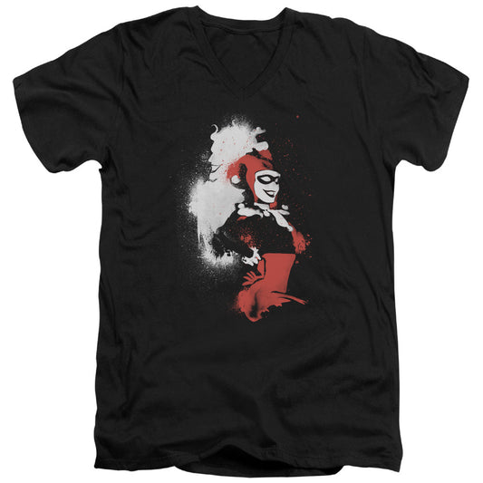 Batman Splatered Couple Mens Slim Fit V Neck T Shirt Black Officially Licensed