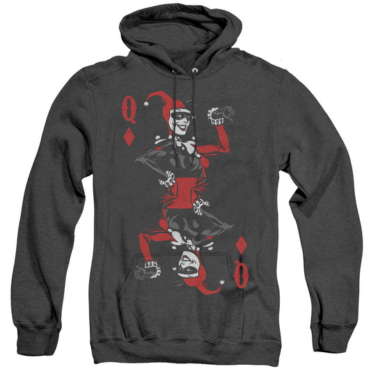 Batman Quinn Of Diamonds Heather Mens Hoodie Black Officially Licensed