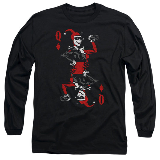 Batman Quinn Of Diamonds Mens Long Sleeve Shirt Black Officially Licensed