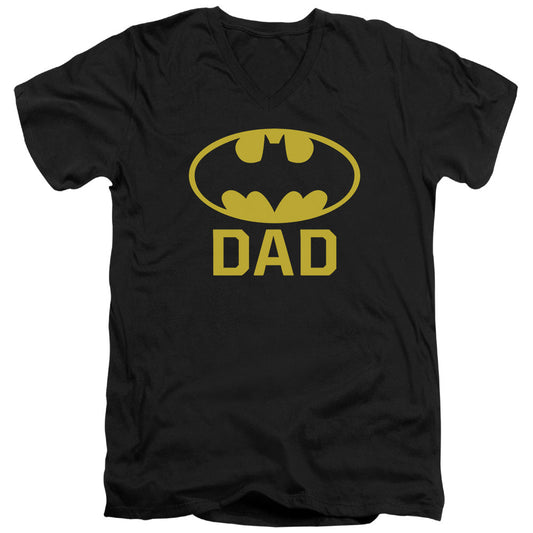 Batman Bat Dad Mens Slim Fit V Neck T Shirt Black Officially Licensed