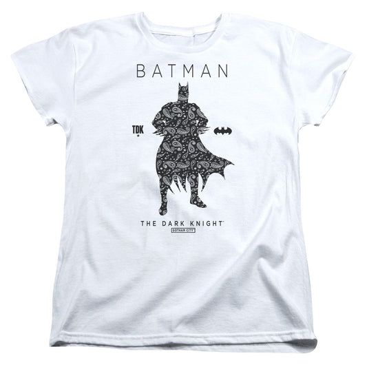 Batman Paislety Silhouete Womens T Shirt White Officially Licensed