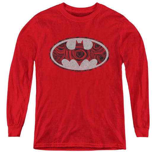 Batman Rosey Signal Long Sleeve Kids Youth T Shirt Red Officially Licensed