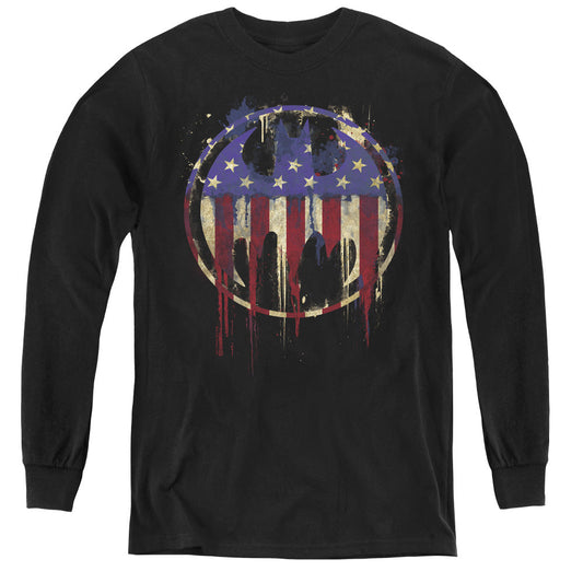 Batman Bleeding Signal Long Sleeve Kids Youth T Shirt Black Officially Licensed