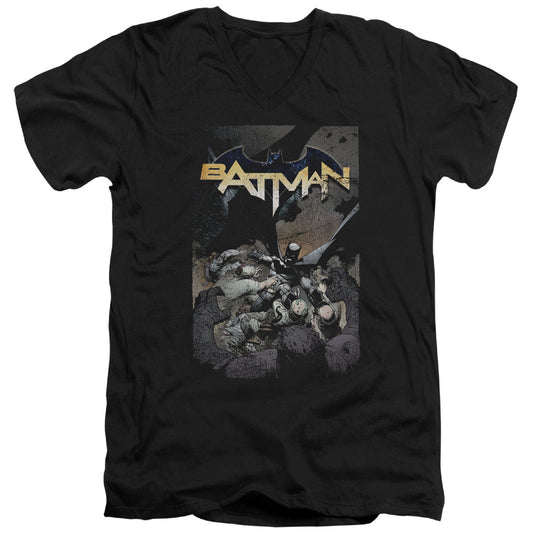Batman Batman One Mens Slim Fit V Neck T Shirt Black Officially Licensed