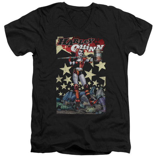 Batman Quinn One Mens Slim Fit V Neck T Shirt Black Officially Licensed