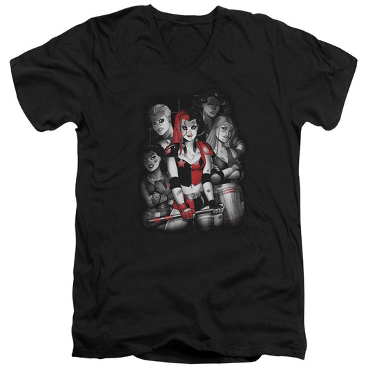Batman Bad Gals Bw Mens Slim Fit V Neck T Shirt Black Officially Licensed