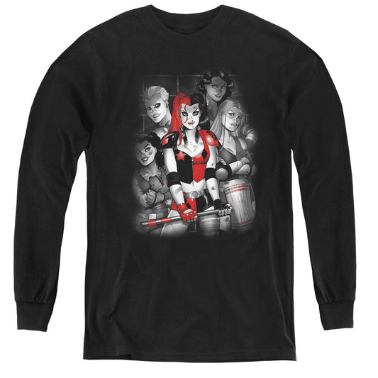 Batman Bad Gals Bw Long Sleeve Kids Youth T Shirt Black Officially Licensed