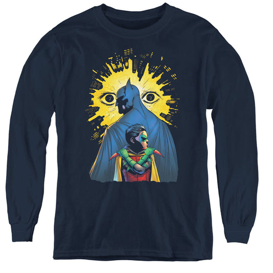 Batman Watchers Long Sleeve Kids Youth T Shirt Navy Blue Officially Licensed