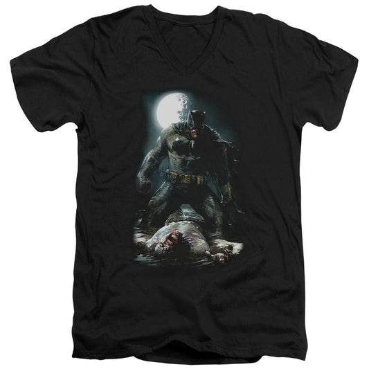Batman Mudhole Mens Slim Fit V Neck T Shirt Black Officially Licensed