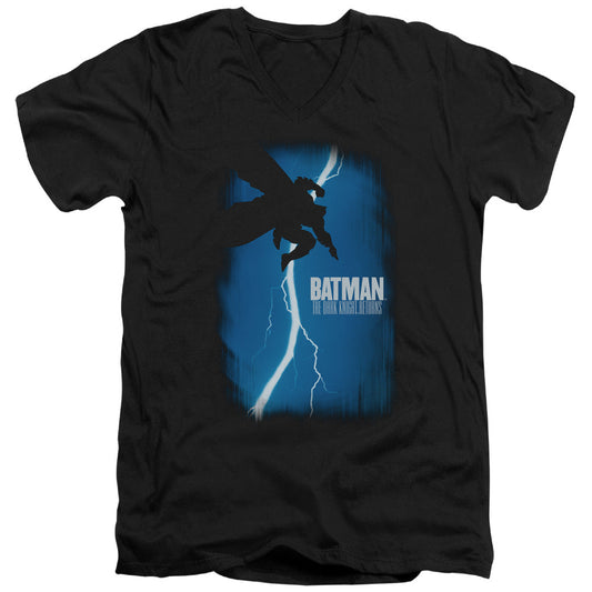 Batman Dkr Cover Mens Slim Fit V Neck T Shirt Black Officially Licensed