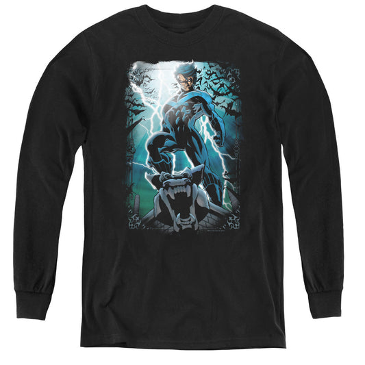 Batman Night Light Long Sleeve Kids Youth T Shirt Black Officially Licensed