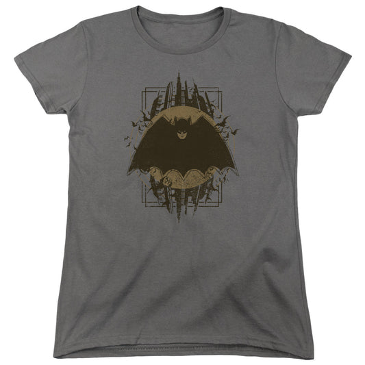Batman Batman Crest Womens T Shirt Charcoal Officially Licensed
