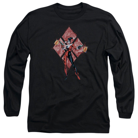 Batman Harley Quinn (Diamonds) Mens Long Sleeve Shirt Black Officially Licensed