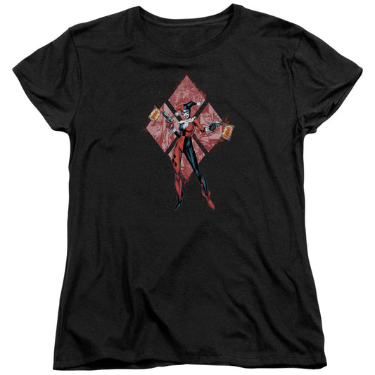 Batman Harley Quinn (Diamonds) Womens T Shirt Black Officially Licensed