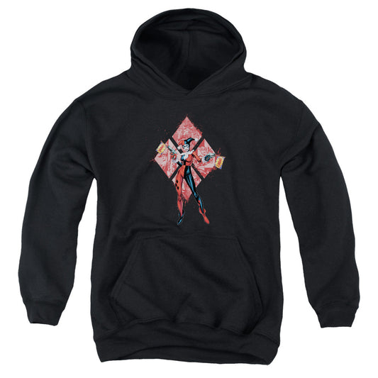 Batman Harley Quinn (Diamonds) Kids Youth Hoodie Black Officially Licensed