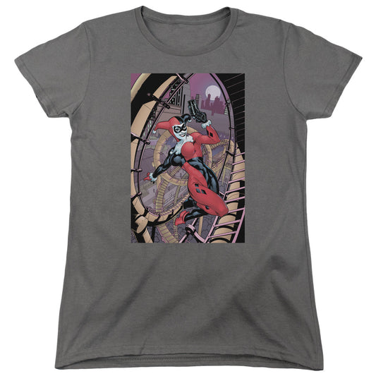 Batman Harley First Womens T Shirt Charcoal Officially Licensed