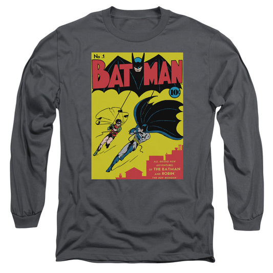 Batman Batman First Mens Long Sleeve Shirt Charcoal Officially Licensed
