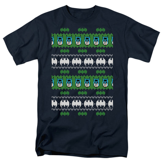 Batman Batman Christmas Sweater Mens T Shirt Navy Officially Licensed
