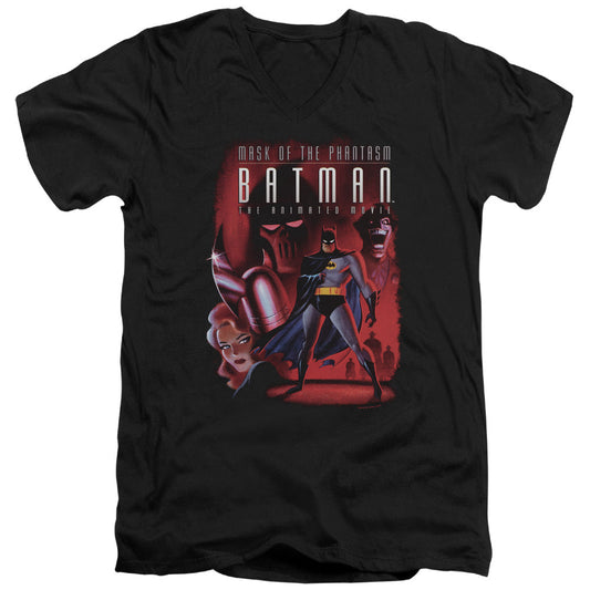 Batman Phanta Cover Mens Slim Fit V Neck T Shirt Black Officially Licensed