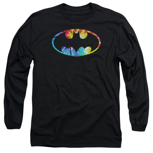 Batman Tie Dye Batman Logo Mens Long Sleeve Shirt Black Officially Licensed