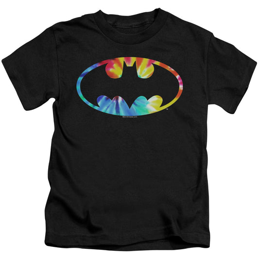 Batman Tie Dye Batman Logo Juvenile Kids Youth T Shirt Black Officially Licensed