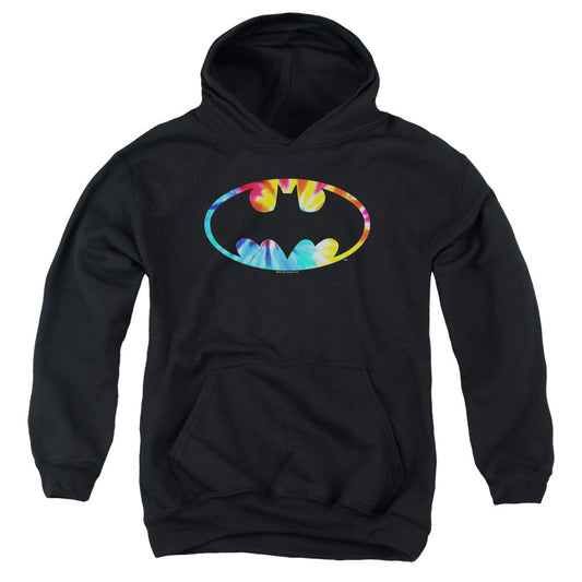 Batman Tie Dye Batman Logo Kids Youth Hoodie Black Officially Licensed