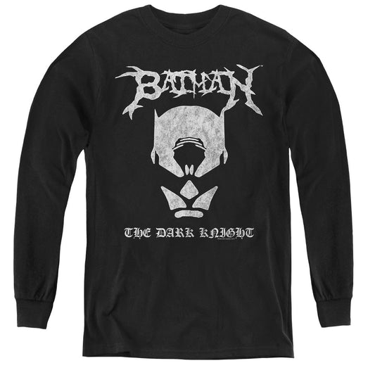 Batman Black Metal Batman Long Sleeve Kids Youth T Shirt Black Officially Licensed