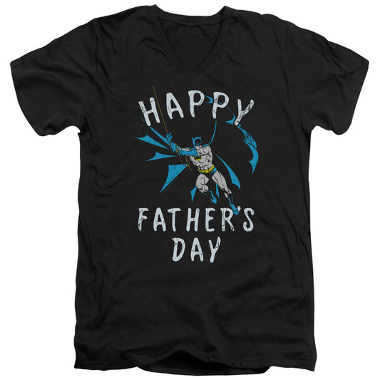 Batman Fathers Day Mens Slim Fit V Neck T Shirt Black Officially Licensed