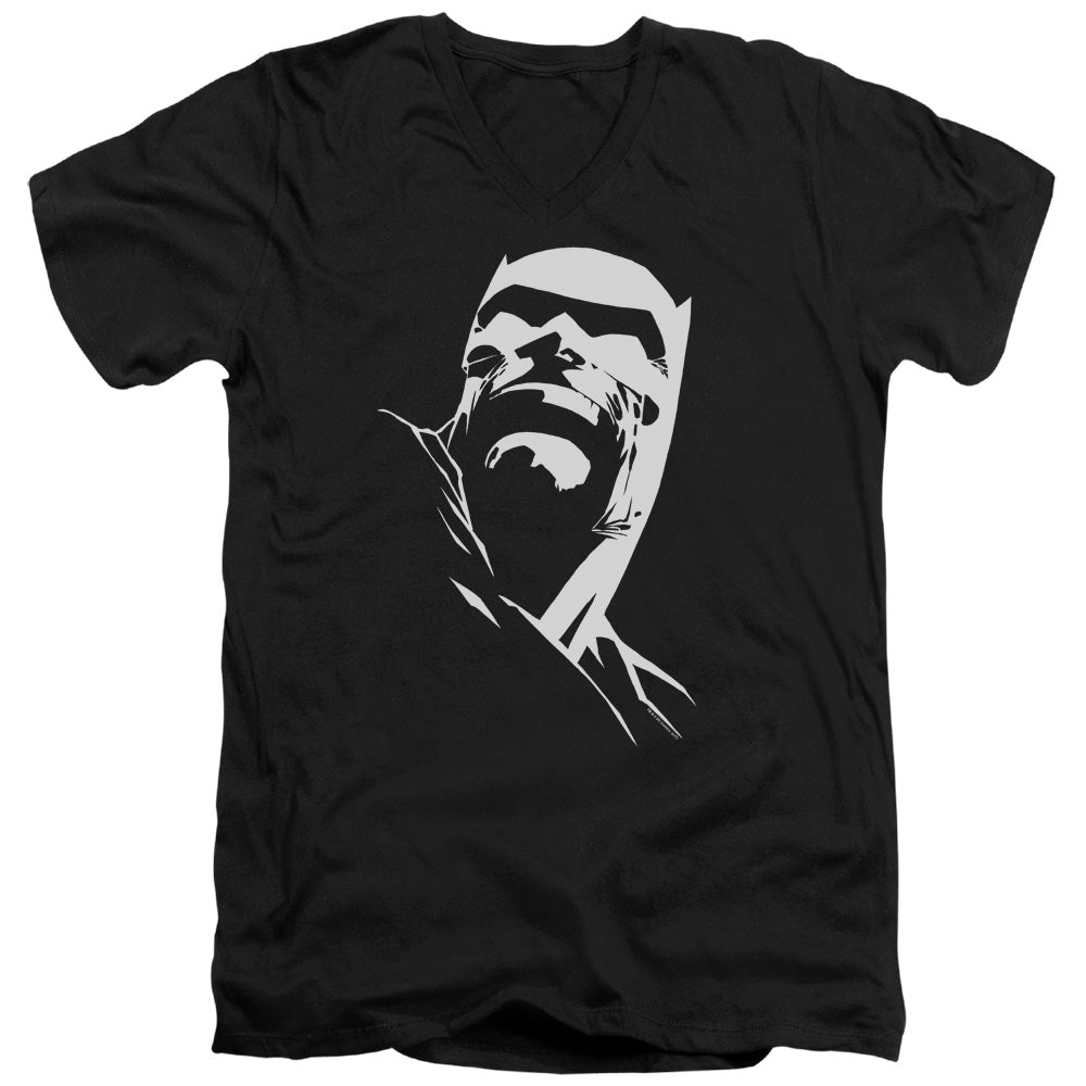 Batman Dkr Head Mens Slim Fit V Neck T Shirt Black Officially Licensed